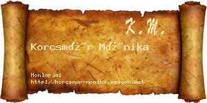 Korcsmár Mónika névjegykártya